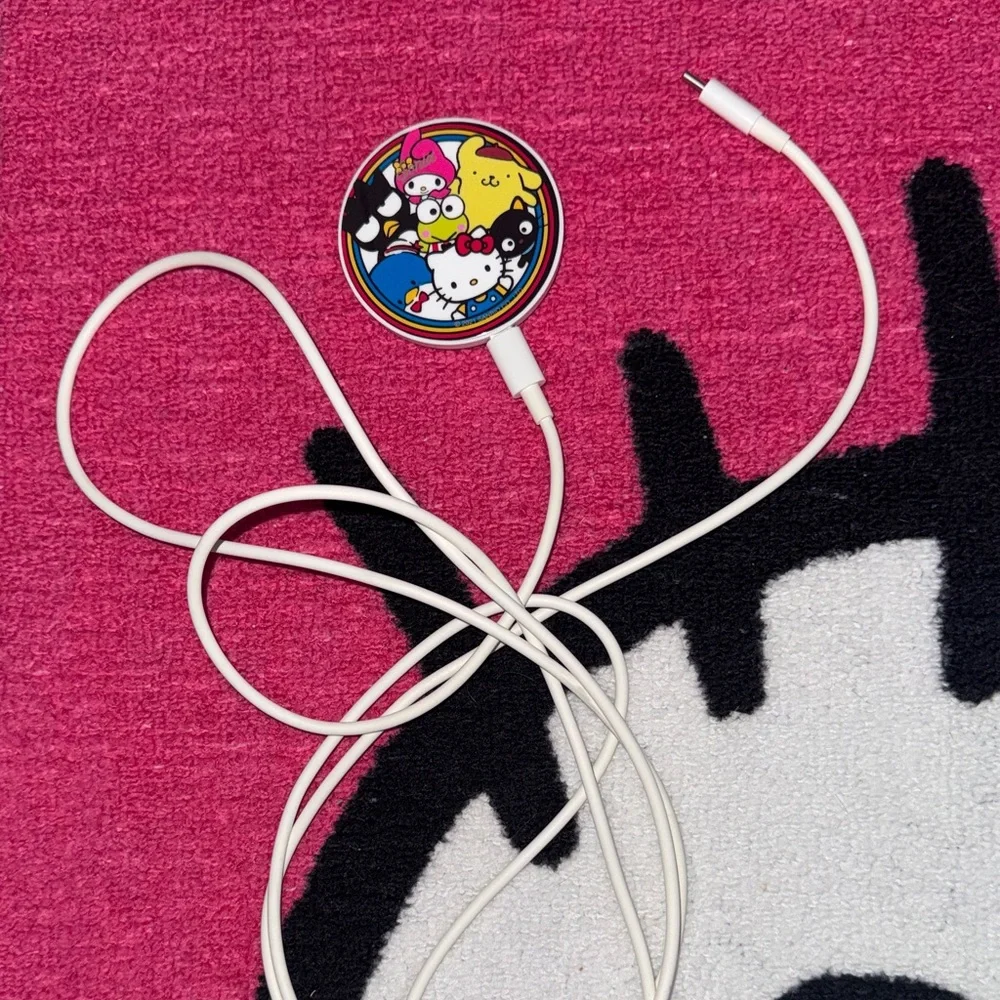 Sanrio White Magnetic Charger Cable with Colorful Character Puck